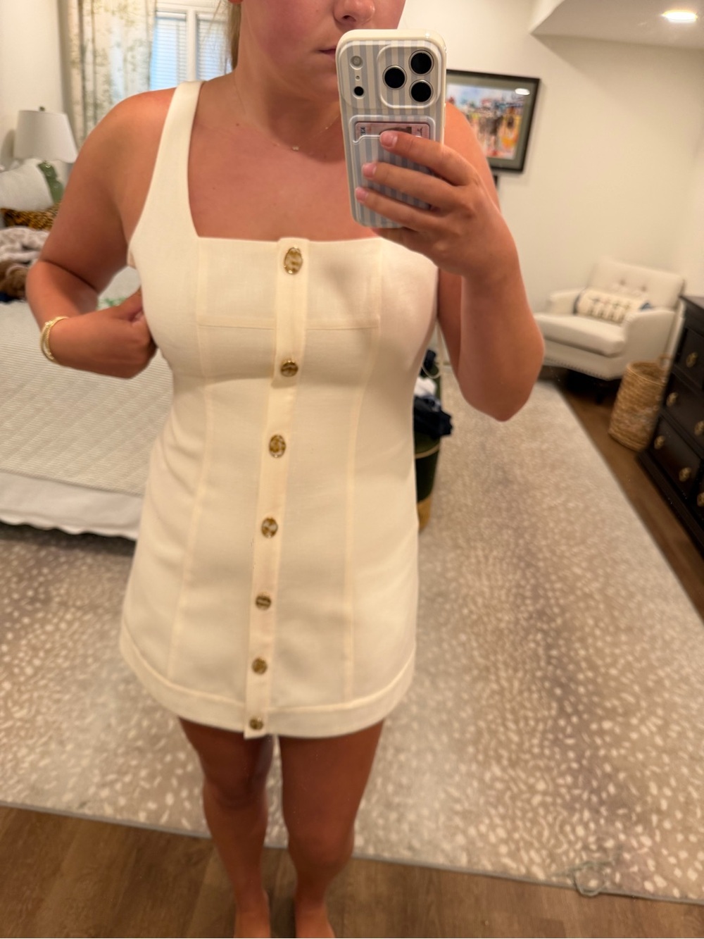 Gianni Bini Ivory Button-Front Mini Dress